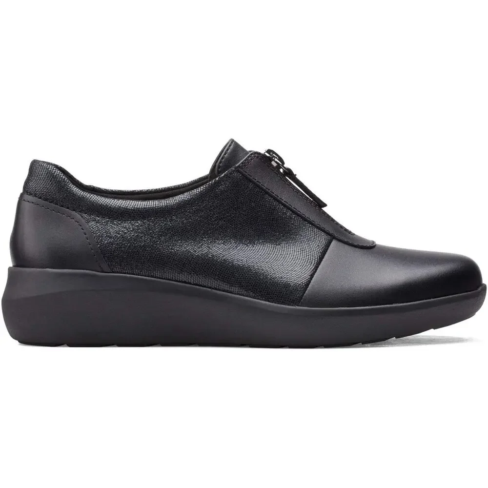 CLARKS WOMENS KAYLEIGH SAIL LOAFER, BLACK INTEREST SUEDE COMBI, 7 US